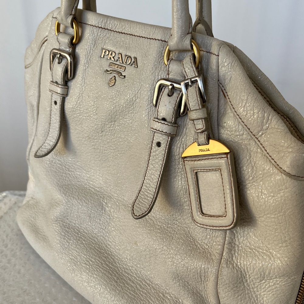 Prada RARE 2-way Tote Bag with Gold AND Silver Hardware & Expandable Section - Picture 10 of 10